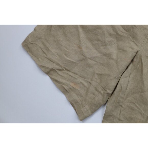 Vintage 90s Ralph Lauren Mens 32 Distressed Linen Above Knee Chino Shorts Beige - Picture 6 of 16